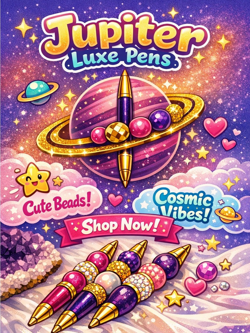 Jupiter Luxe: Decorative twist Pen. Can add Initial Charm